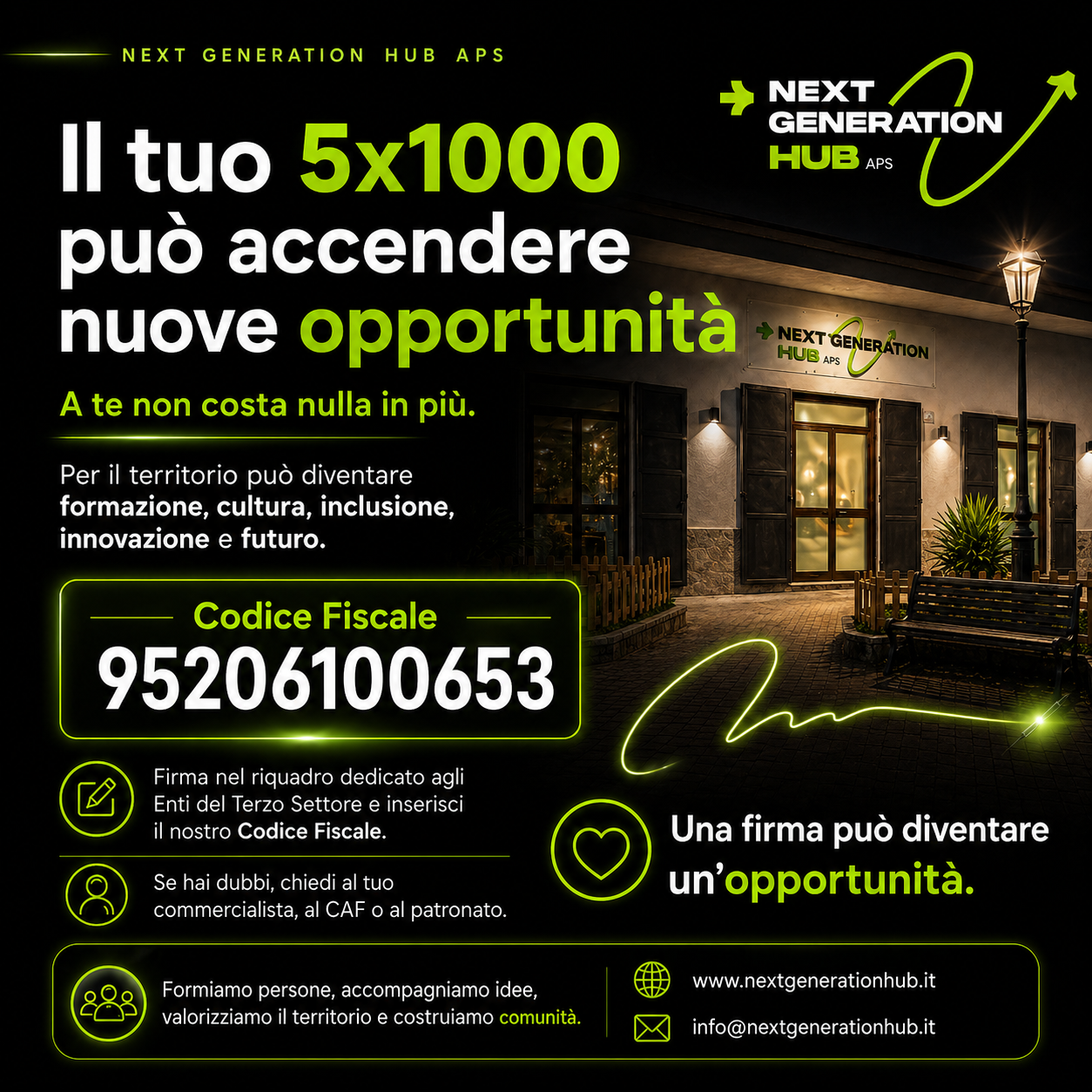 Il tuo 5x1000 può accendere nuove opportunità - Next Generation Hub APS